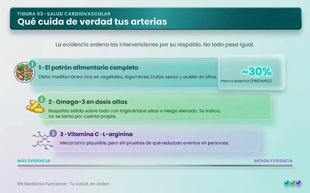 Jerarquía de evidencia en prevención cardiovascular, de la dieta a los suplementos